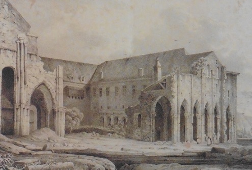 Vestiges de l'abbatiale au 19e siècle